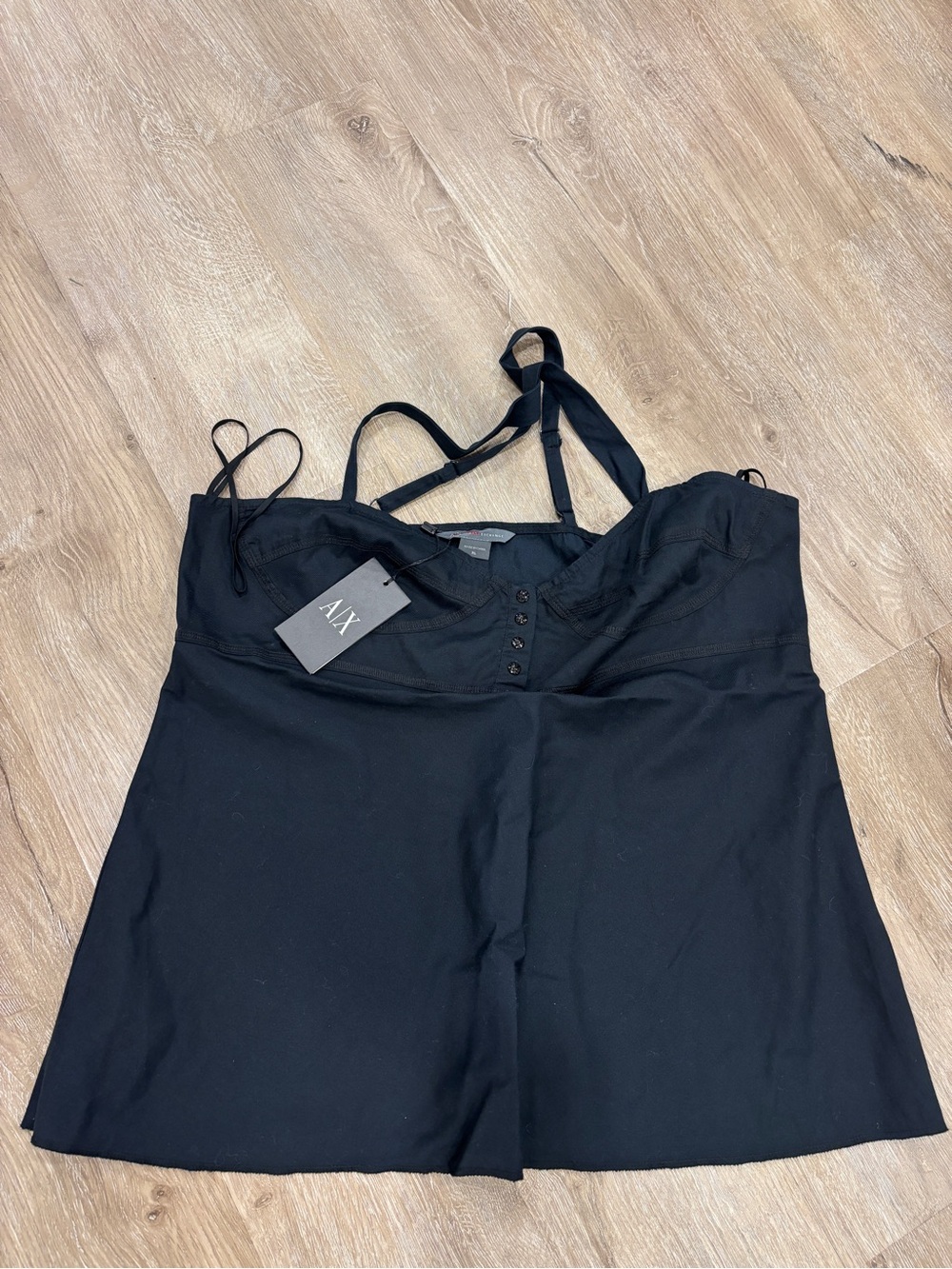 A|X Armani Exchange Black Adjustable-Strap Camisole Dress